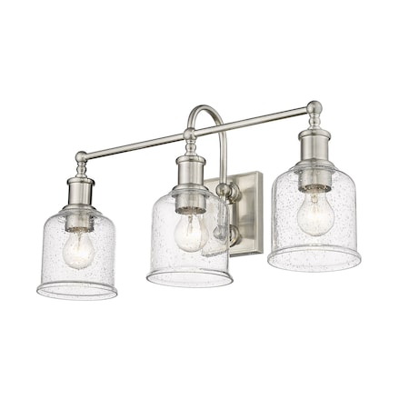 Z-Lite Bryant 3 Light Vanity, Brushed Nickel And Clear Seedy 734-3V-BN